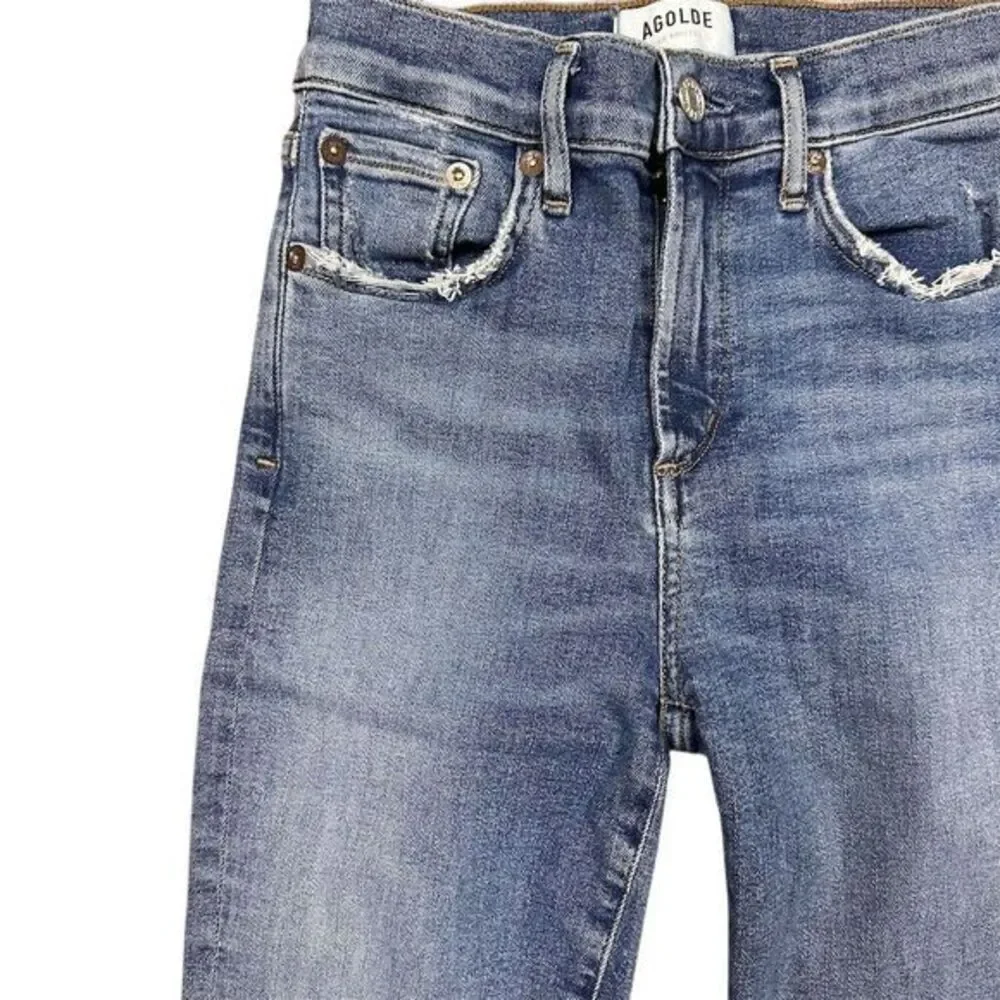 AGOLDE Sophie Mid-Rise Ankle Skinny Jeans Women's Size 25 Blue‎ Distressed
